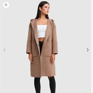 Belle & Bloom oversized hooded wool coat, size s, beige, NWOT
